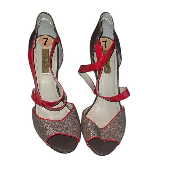 Marua Multicolored Leather Elegant Red, Pink and Brown Women's Heels Size 7 - Picture 1 of 6